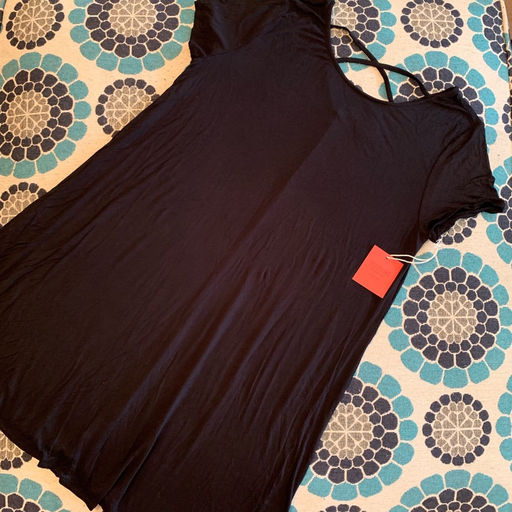 NWT black t-shirt cross-back swing dress